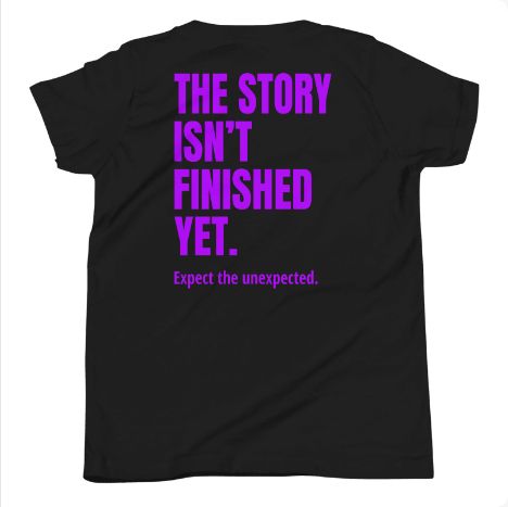 STORIGEN TWIST youth Bella + Canvas 3001Y black tee, back Printful preview.